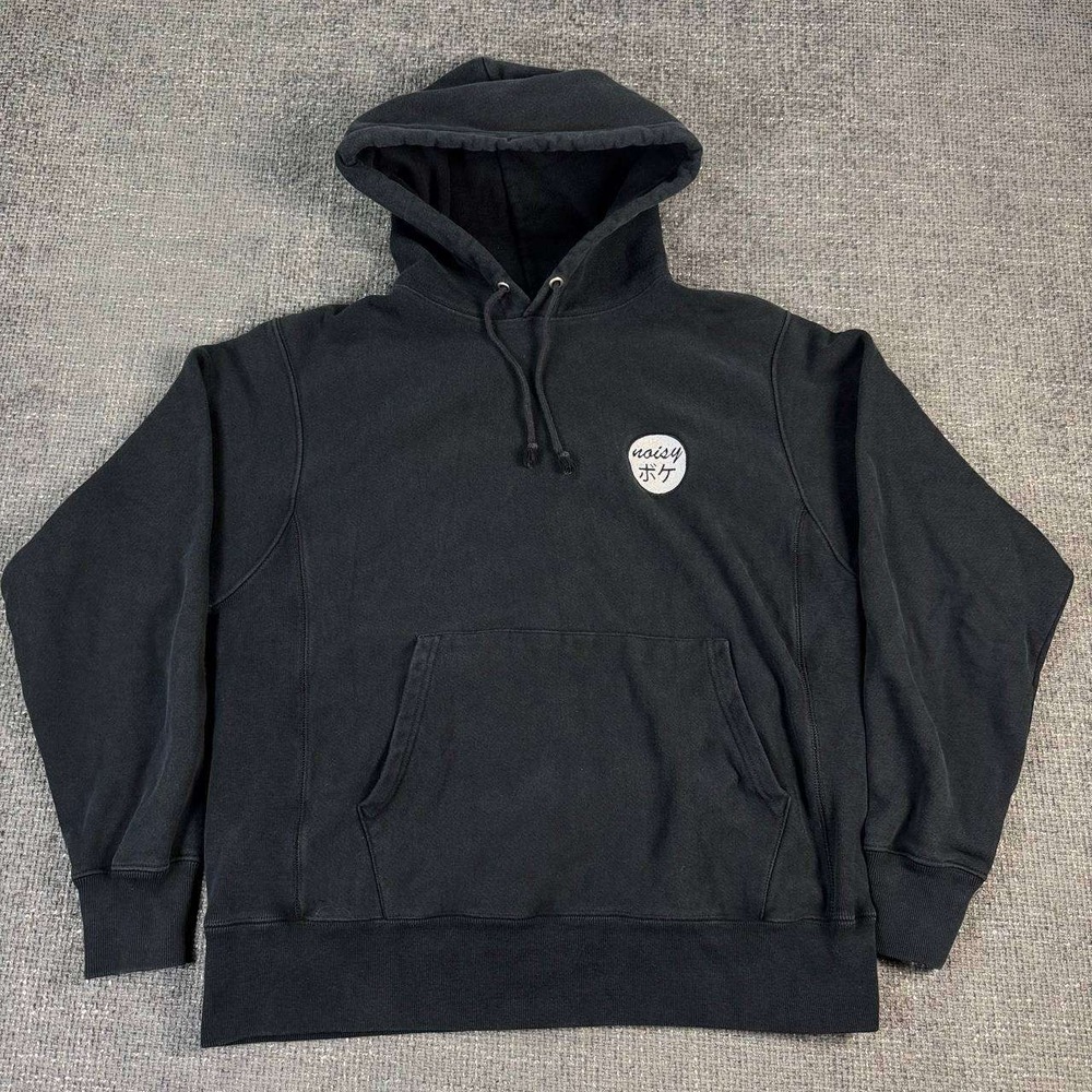 Champion Reverse Weave Hoodie Unisex Medium Black Noisy Japanese Graphic